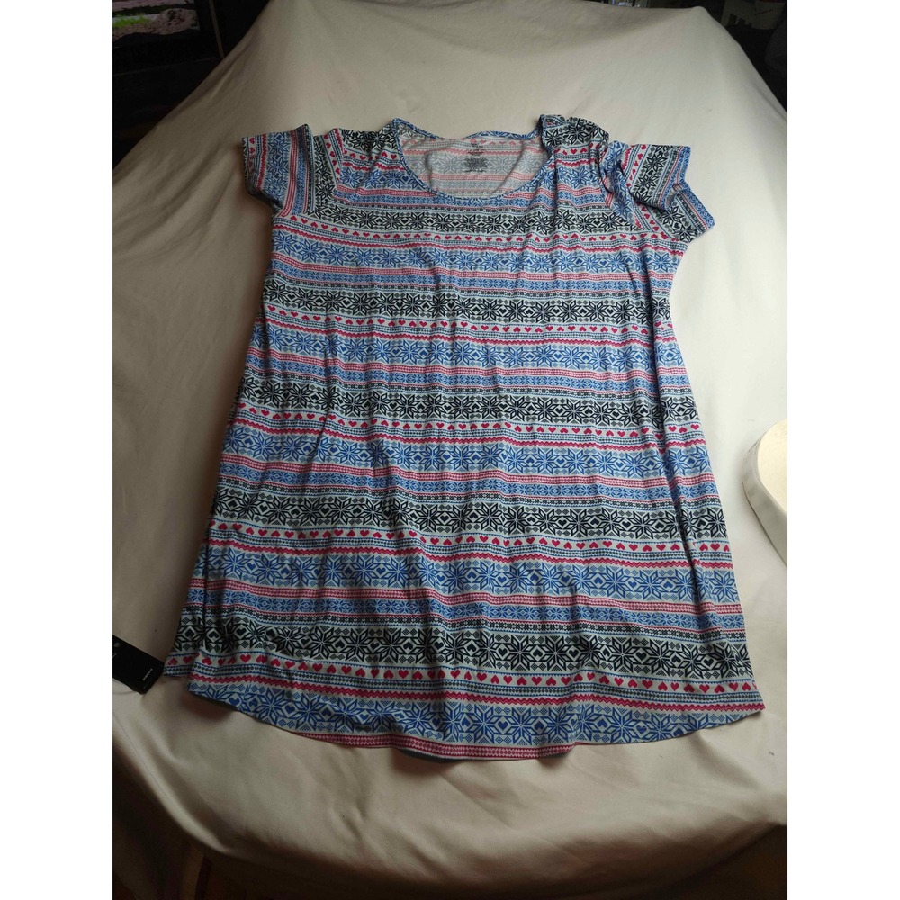 Secret Treasures Fair Isle Snowflake Heart Sleep Shirt Nightgown Womens 2X-3X